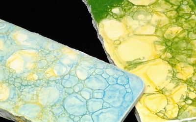 Decoración sobre y bajo cubierta con burbujas de jabón y su cocción con microondas. Video 48